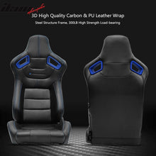 Load image into Gallery viewer, Universa Blue Bezell Racing Seat Dual Slider Buckle Belt PU Carbon