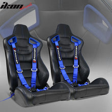 Load image into Gallery viewer, Universal Blue Bezel Racing Seat Dual Slider Cam-lock Belt PU Carbon