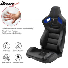 Load image into Gallery viewer, Universal Blue Bezel Racing Seat Dual Slider Cam-lock Belt PU Carbon