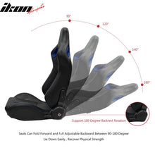 Load image into Gallery viewer, Universal Blue Bezel Racing Seat Dual Slider Cam-lock Belt PU Carbon