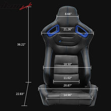 Load image into Gallery viewer, Universal Blue Bezel Racing Seat Dual Slider Cam-lock Belt PU Carbon