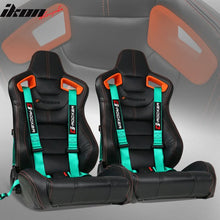 Load image into Gallery viewer, Universal Orange Bezel Racing Seat Dual Slider Buckle Belt PU Carbon
