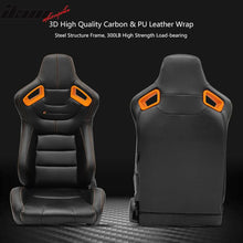 Load image into Gallery viewer, Universal Orange Bezel Racing Seat Dual Slider Buckle Belt PU Carbon