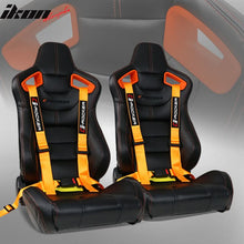 Load image into Gallery viewer, Universal Orange Bezel Racing Seat Dual Slider Buckle Belt PU Carbon