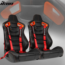 Load image into Gallery viewer, Universal Orange Bezel Racing Seat Dual Slider Buckle Belt PU Carbon