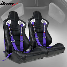 Load image into Gallery viewer, Universal White Bezel Racing Seat Dual Slider Cam-lock Belt PU Carbon