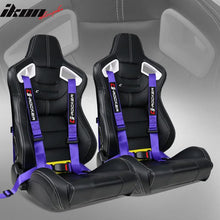 Load image into Gallery viewer, Universal White Bezel Racing Seat Dual Slider Buckle Belt PU Carbon