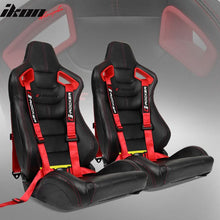 Load image into Gallery viewer, Universal Red Bezel Racing Seat Dual Slider Buckle Belt PU Carbon