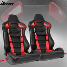 Load image into Gallery viewer, Universal Red Bezel Racing Seat Dual Slider Buckle Belt PU Carbon