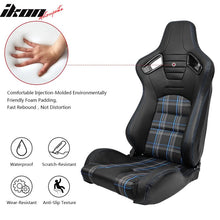 Load image into Gallery viewer, Universal Blue Plaid Racing Seat Dual Slider Buckle Belt PU Carbon