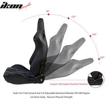 Load image into Gallery viewer, Universal Blue Plaid Racing Seat Dual Slider Buckle Belt PU Carbon