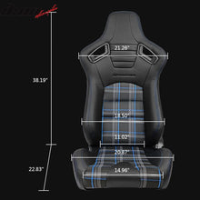 Load image into Gallery viewer, Universal Blue Plaid Racing Seat Dual Slider Buckle Belt PU Carbon