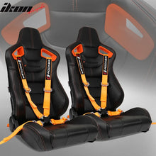Load image into Gallery viewer, Universal Orange Bezel Racing Seat Cam-lock Belt Dual Slider PU Carbon
