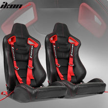 Load image into Gallery viewer, Universal Red Bezel Racing Seat Dual Slider Cam-lock Belt PU Carbon
