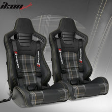 Load image into Gallery viewer, Universal Racing Seat Yellow Plaid Dual Slider Buckle Belt PU Carbon