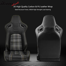 Load image into Gallery viewer, Universal Racing Seat Yellow Plaid Dual Slider Buckle Belt PU Carbon