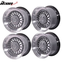 Load image into Gallery viewer, (4) 17X8.5 +25 5X100 / 5X114.3 Step Lip Deep Dish Mesh Wheels Rims