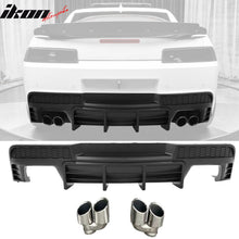 Load image into Gallery viewer, 2014-2015 Chevy Camaro Black Rear Diffuser + Quad Exhaust Tips