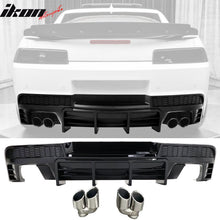 Load image into Gallery viewer, 2014-2015 Chevy Camaro Black Rear Diffuser + Quad Exhaust Tips