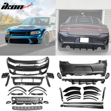 Load image into Gallery viewer, 2015-2023 Dodge Charger IKON Matte Black Front Rear Bumper Covers PP