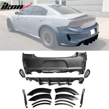 Load image into Gallery viewer, 2015-2023 Dodge Charger IKON Matte Black Front Rear Bumper Covers PP