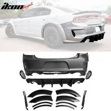 Load image into Gallery viewer, 2015-2023 Dodge Charger IKON Gloss Black Front Rear Bumper Covers PP