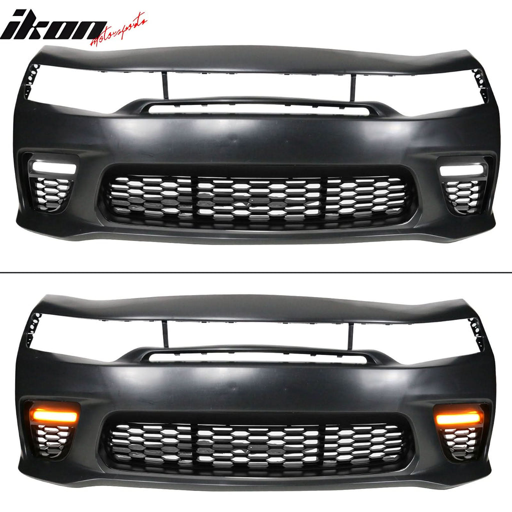 2015-2023 Dodge Charger Widebody SRT LED Front Bumper Matte Black Lip