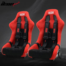 Load image into Gallery viewer, Universal Racing Bucket Seats W/ 4 Point 3" Belt Harness Black