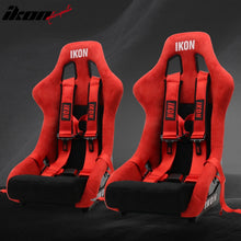 Load image into Gallery viewer, Universal Adjustable Racing Bucket Seats W/4 Point 3" Belt Harness Red