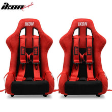 Load image into Gallery viewer, Universal Adjustable Racing Bucket Seats W/4 Point 3" Belt Harness Red