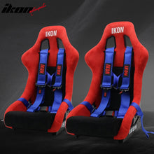 Load image into Gallery viewer, Universal Racing Bucket Seats W/ 4 Point 3" Belt Harness Blue