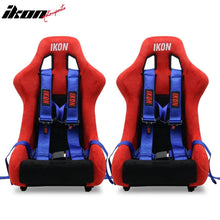 Load image into Gallery viewer, Universal Racing Bucket Seats W/ 4 Point 3" Belt Harness Blue