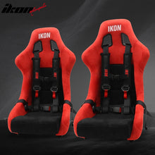 Load image into Gallery viewer, Universal Racing Bucket Seats W/ 4 Point 2" Belt Harness Black
