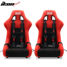 Load image into Gallery viewer, Universal Racing Bucket Seats W/ 4 Point 2" Belt Harness Black