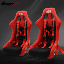 Load image into Gallery viewer, Universal Adjustable Bucket Racing Seats W/4 Point 2" Belt Harness Red