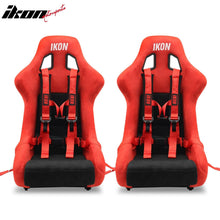 Load image into Gallery viewer, Universal Adjustable Bucket Racing Seats W/4 Point 2" Belt Harness Red
