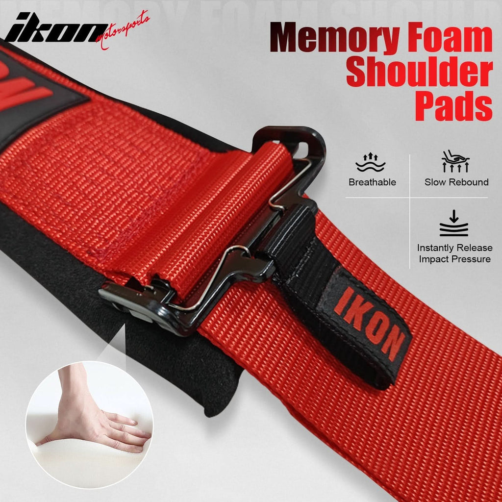 Universal Racing Seat Belt Harness 3" 4 Point Strap Buckle Nylon Red