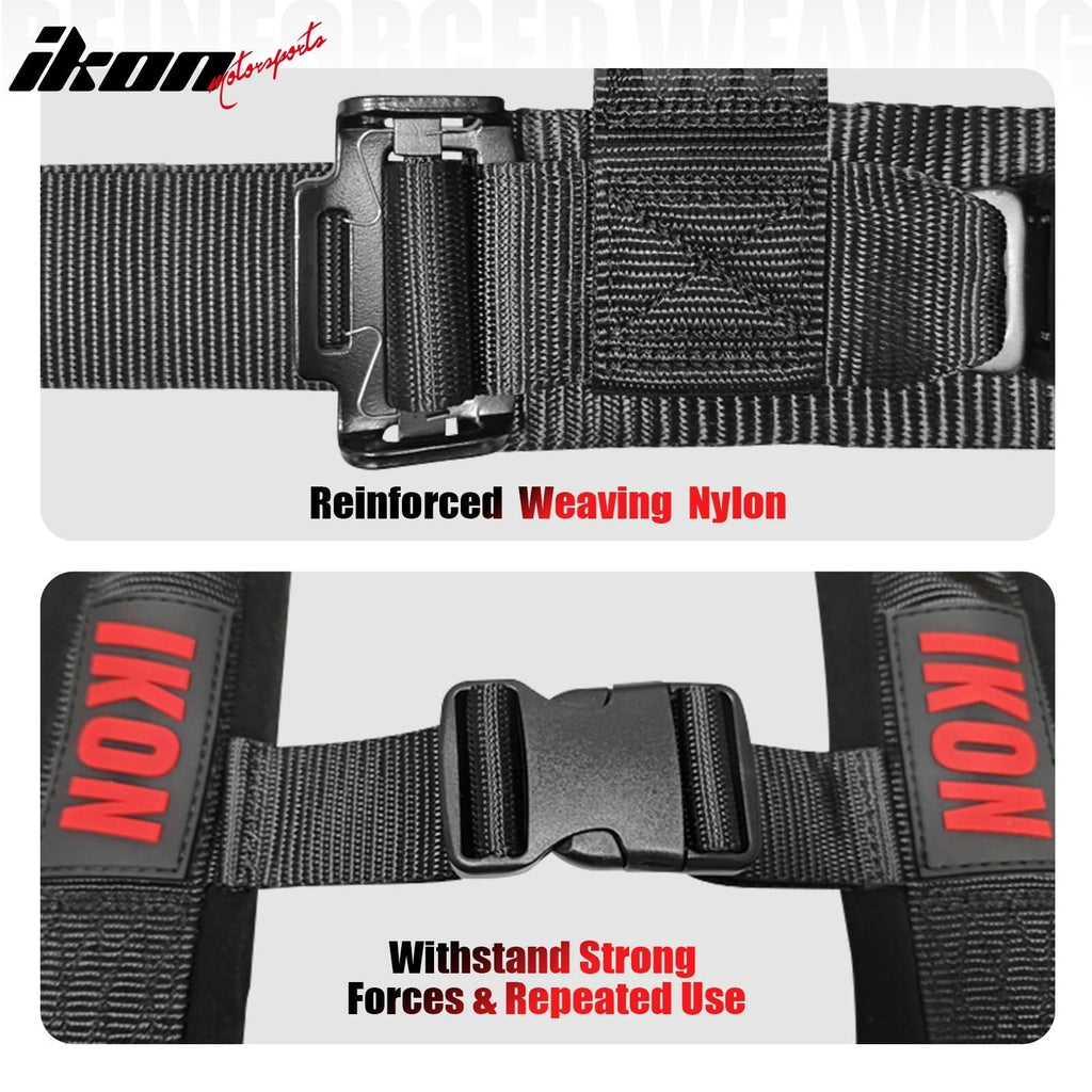 Universal Racing Bucket Seats W/ Slider 4 Point 2" Belt Harness Black