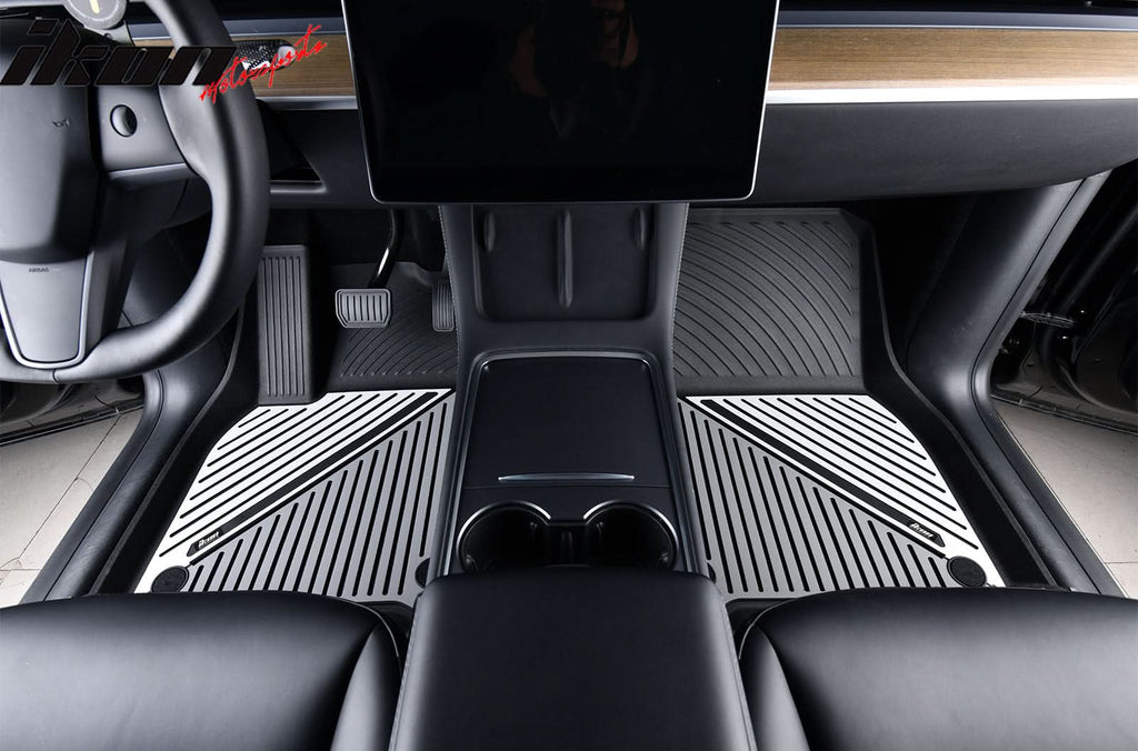 2020-2024 Tesla Model Y 3D Floor Mats Black& Gray& White TPE Injection