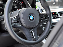 Load image into Gallery viewer, AutoTecknic Carbon Alcantara Steering Wheel Trim - G14/ G15/ G16 8-Series