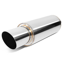 Load image into Gallery viewer, 3.0" Tip 2.25" Inlet Straight Cut Polished Muffler 14.7" Total Length