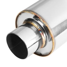 Load image into Gallery viewer, 3.0" Tip 2.25" Inlet Straight Cut Polished Muffler 14.7" Total Length