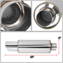 Load image into Gallery viewer, 3.0" Tip 2.25" Inlet Straight Cut Polished Muffler 14.7" Total Length