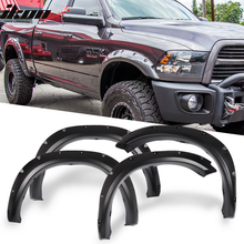 Load image into Gallery viewer, 2009-2018 Dodge Ram Pocket Rivet Style Black Fender Flares PP Smooth