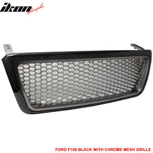 Load image into Gallery viewer, Fits 04-08 Ford F150 F-150 Black Chrome Mesh Hood Grille ABS Grill