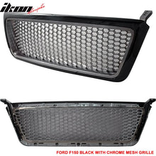 Load image into Gallery viewer, Fits 04-08 Ford F150 F-150 Black Chrome Mesh Hood Grille ABS Grill