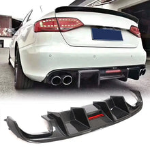 Load image into Gallery viewer, Audi A4 B8 S-Line / S4 Sedan Carbon Fiber Rear Bumper Lip With Brake Light 2008 - 2012