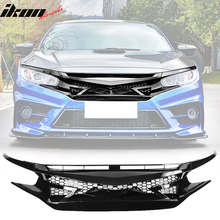 Load image into Gallery viewer, 2016-2021 Honda Civic IKON Style Gloss Black Front Bumper Grille ABS