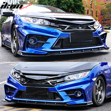 Load image into Gallery viewer, 2016-2021 Honda Civic IKON Style Gloss Black Front Bumper Grille ABS