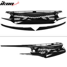 Load image into Gallery viewer, 2016-2021 Honda Civic IKON Style Gloss Black Front Bumper Grille ABS